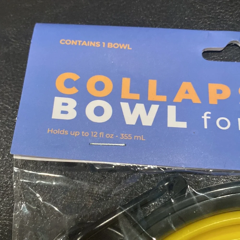 NWT Alpha Paw Yellow Collapsible Bowl For Pets 12 fl oz